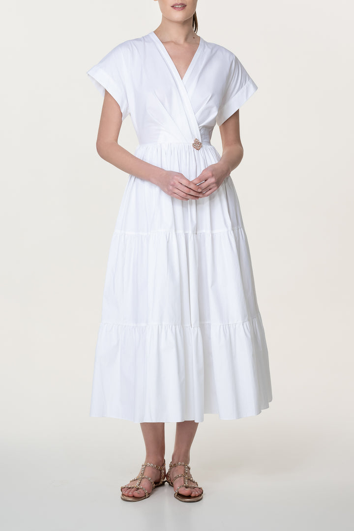 Joy Open Back Cotton Dress In Ivory
