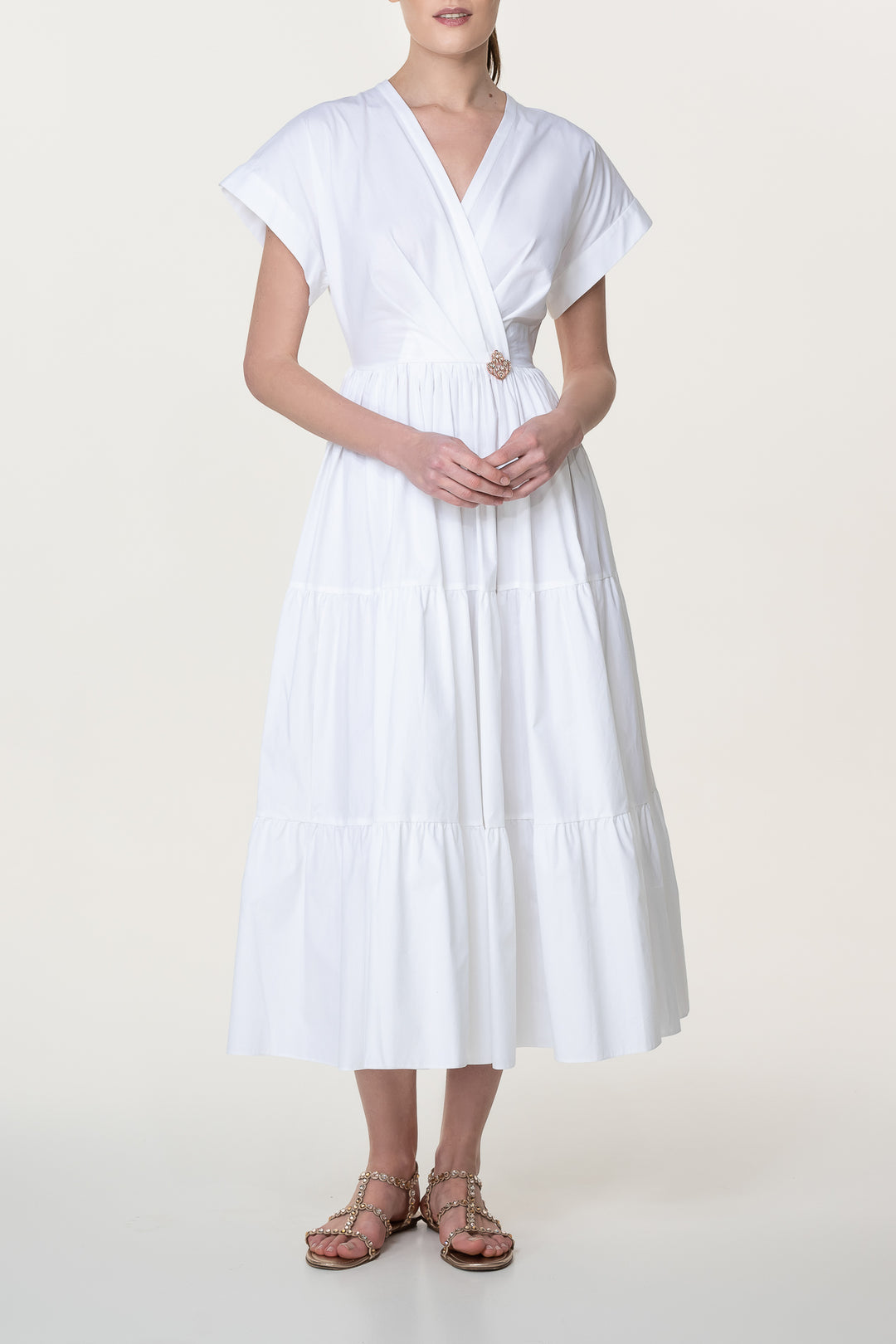 Joy Open Back Cotton Dress In Ivory
