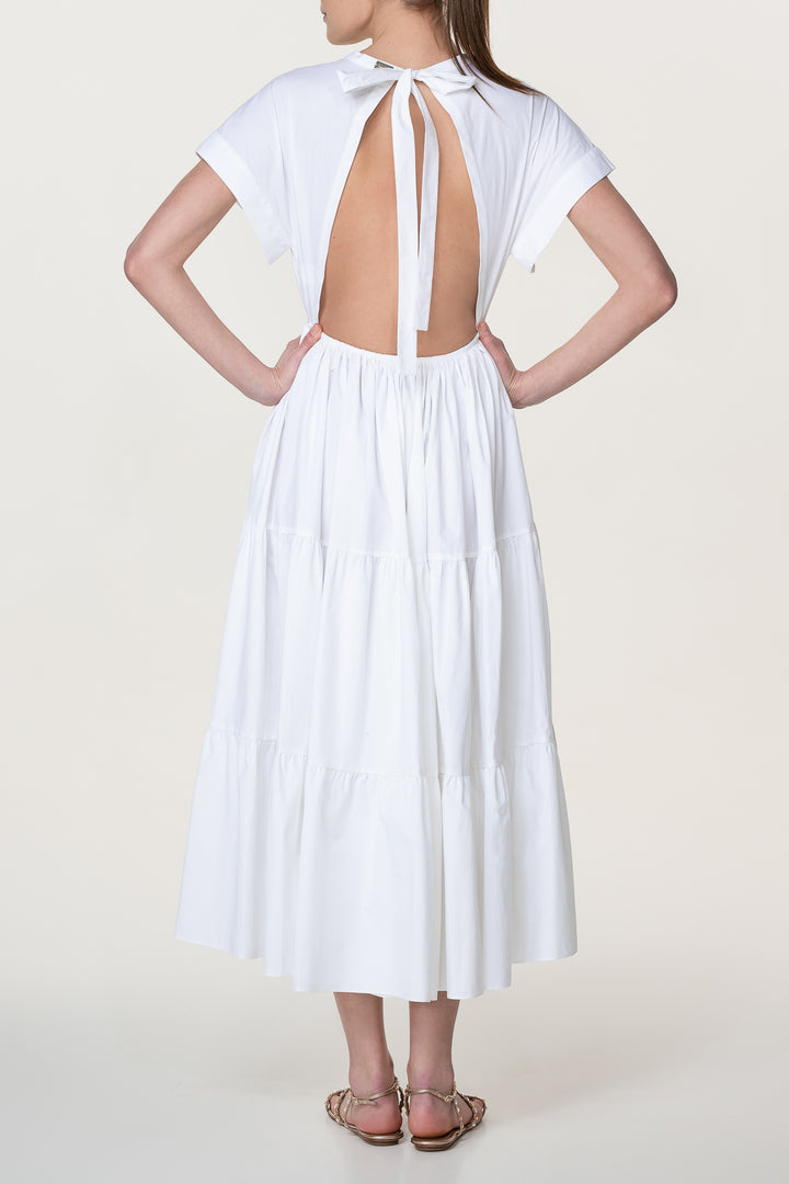 Joy Open Back Cotton Dress In Ivory