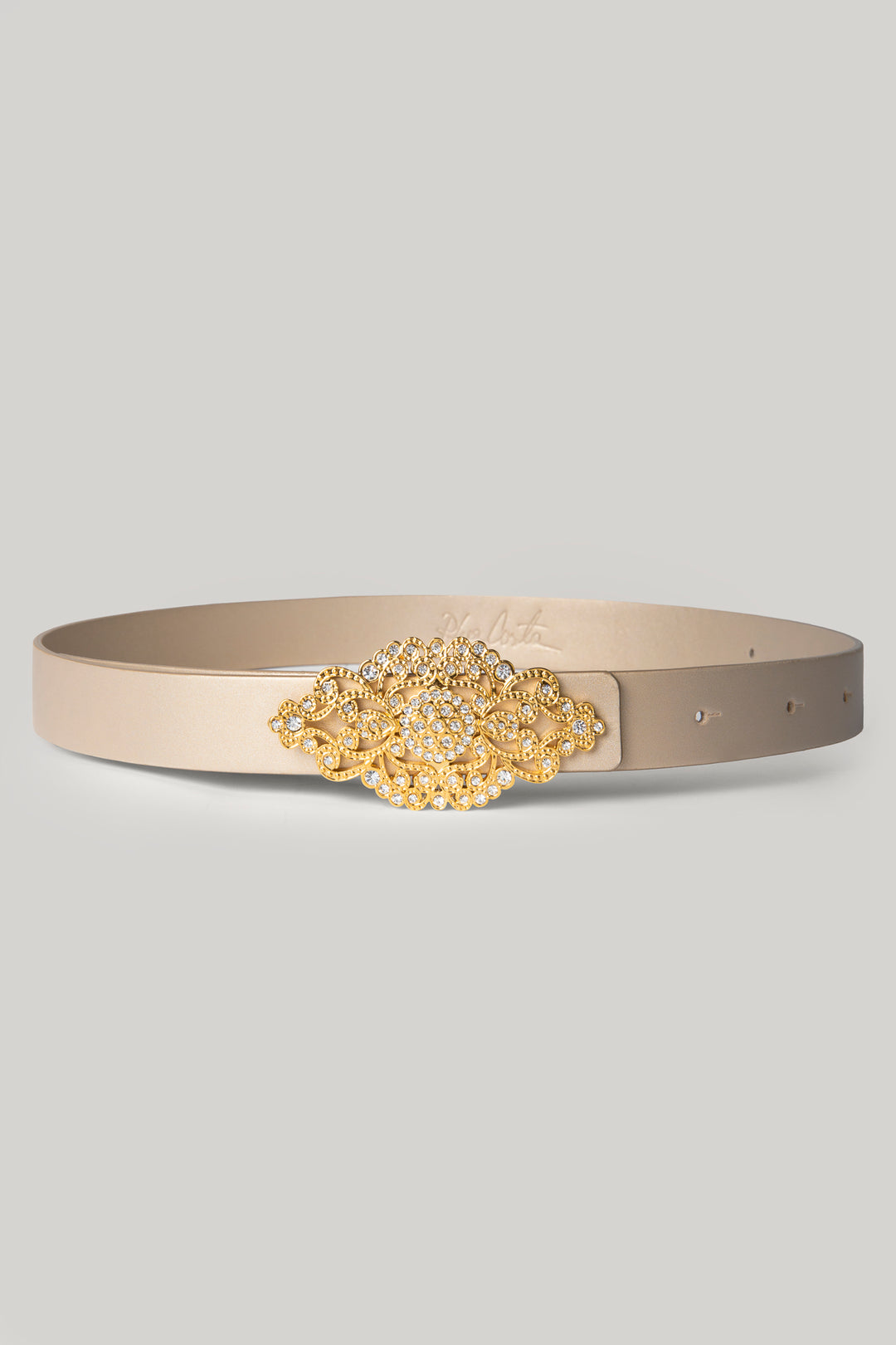 Baroque Gold Leather Waist Belt With Gold Buckle