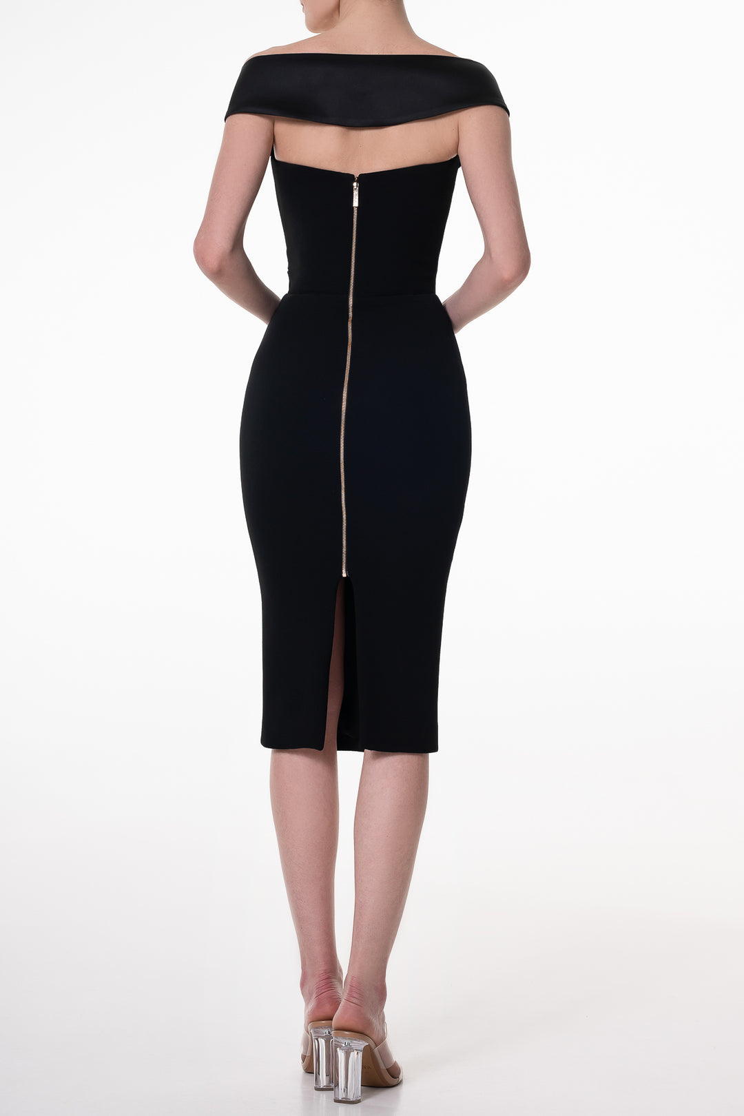 Farida Crepe Midi Dress In Black