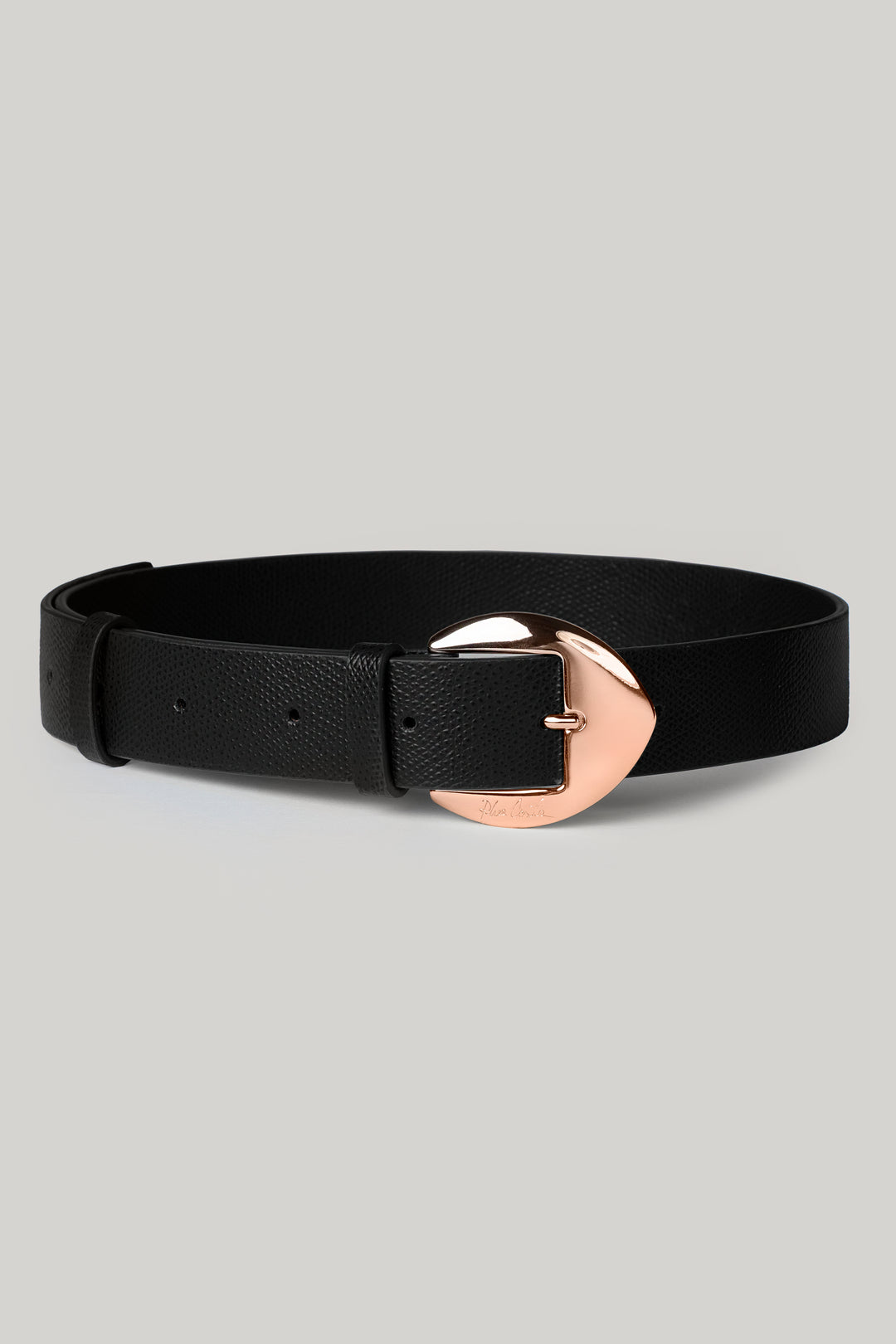 Cupidelle Leather Waist Belt Saffiano Black  With Rose Gold Buckle