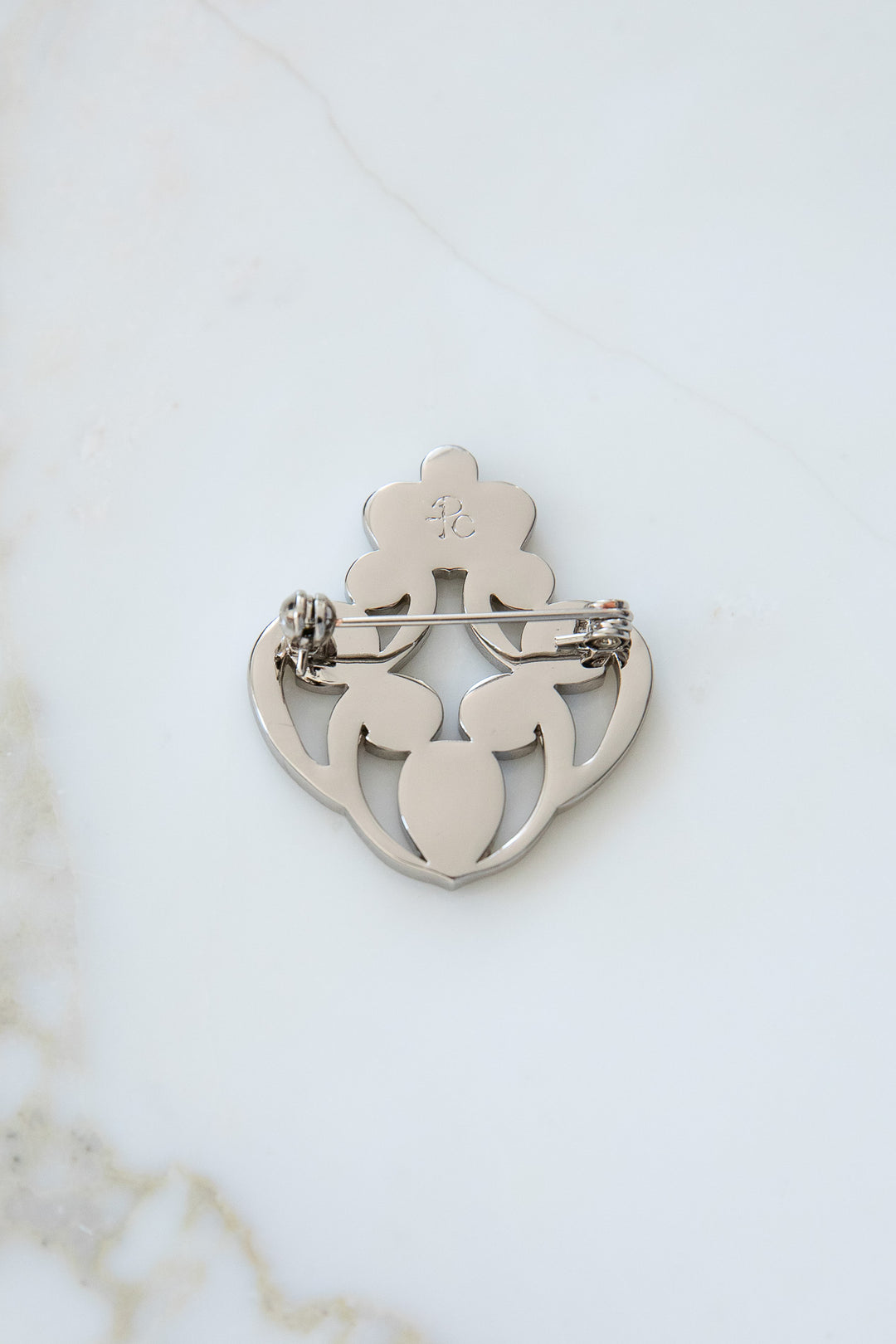 The Crown Brooch - Silver With White Crystals