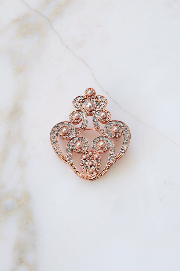 The Crown Brooch - Rose-Gold With Pearls