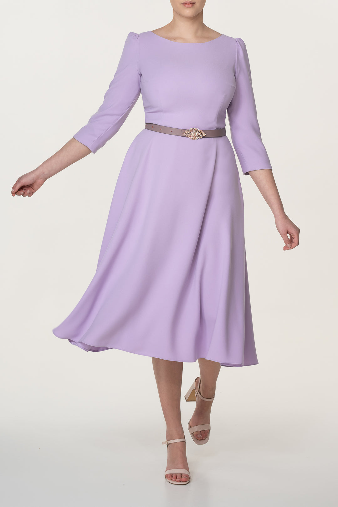 Nicole Crepe Midi Dress In Orchid