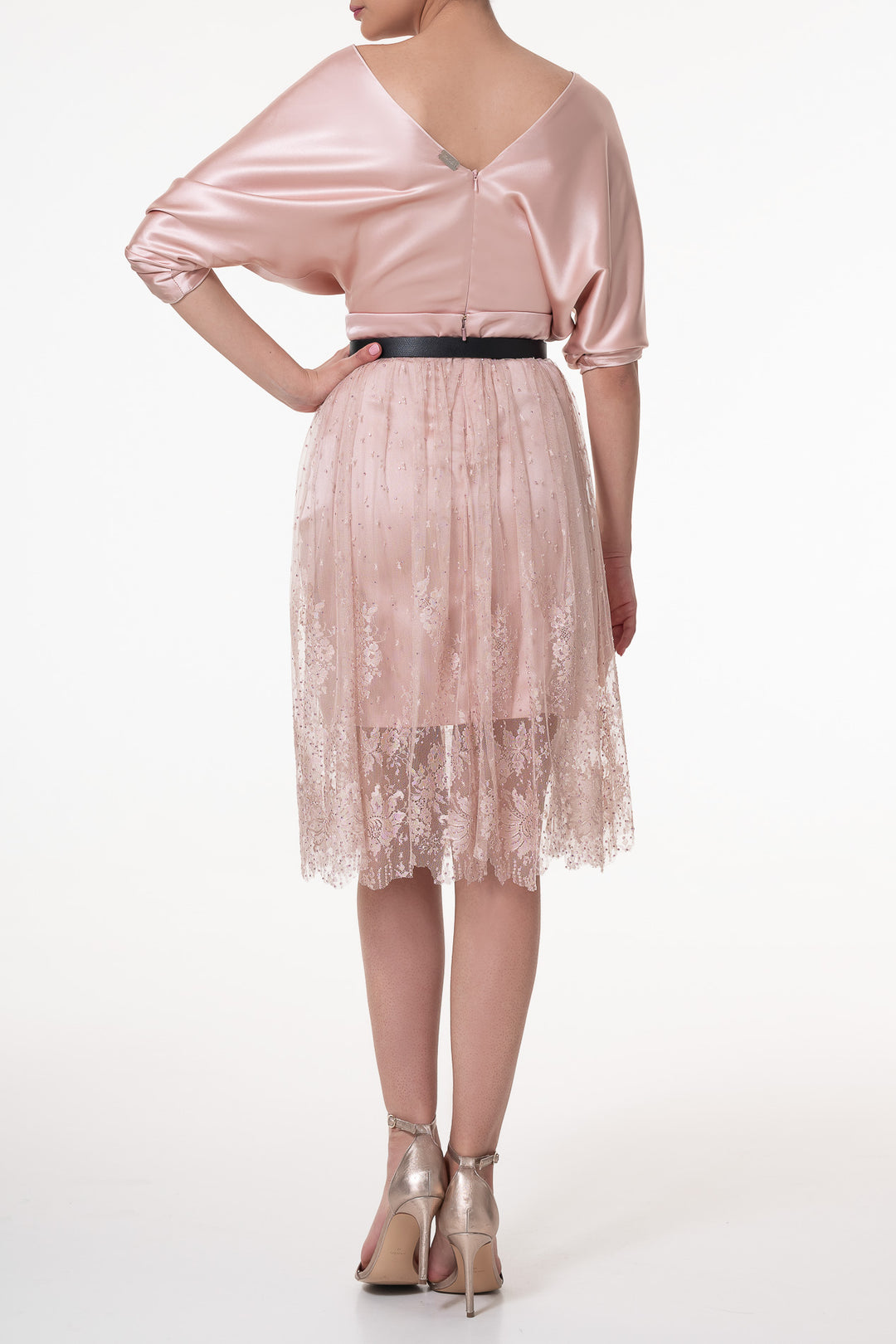 Natural Silk Skirt with Crystals Rain