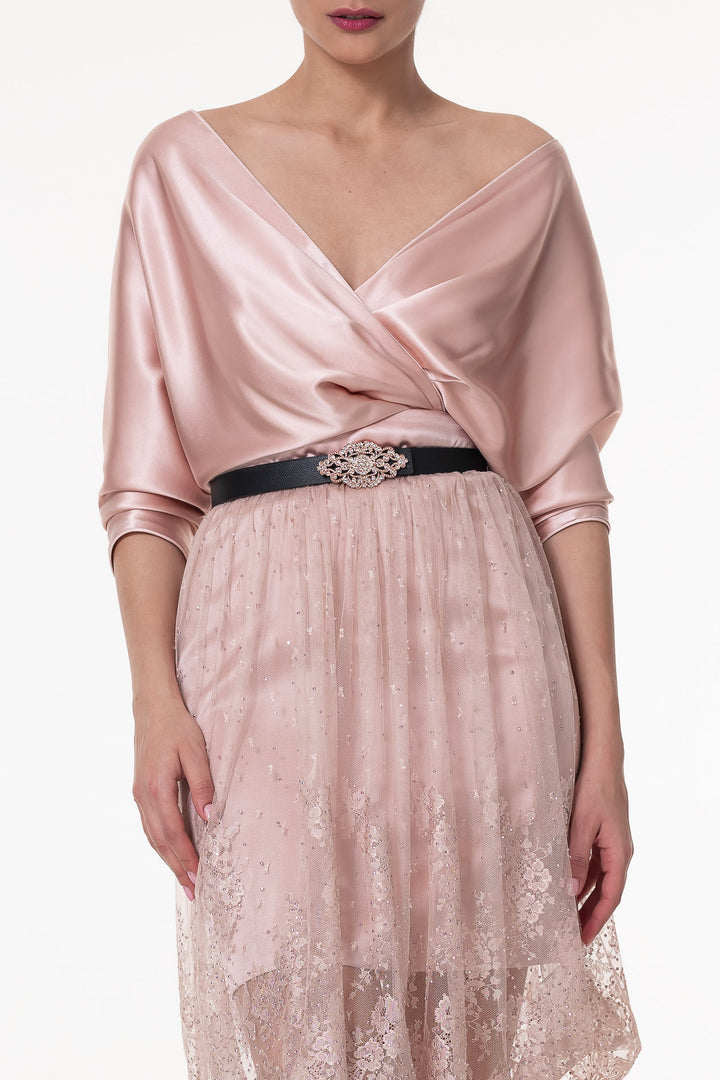 Natural Silk Skirt with Crystals Rain