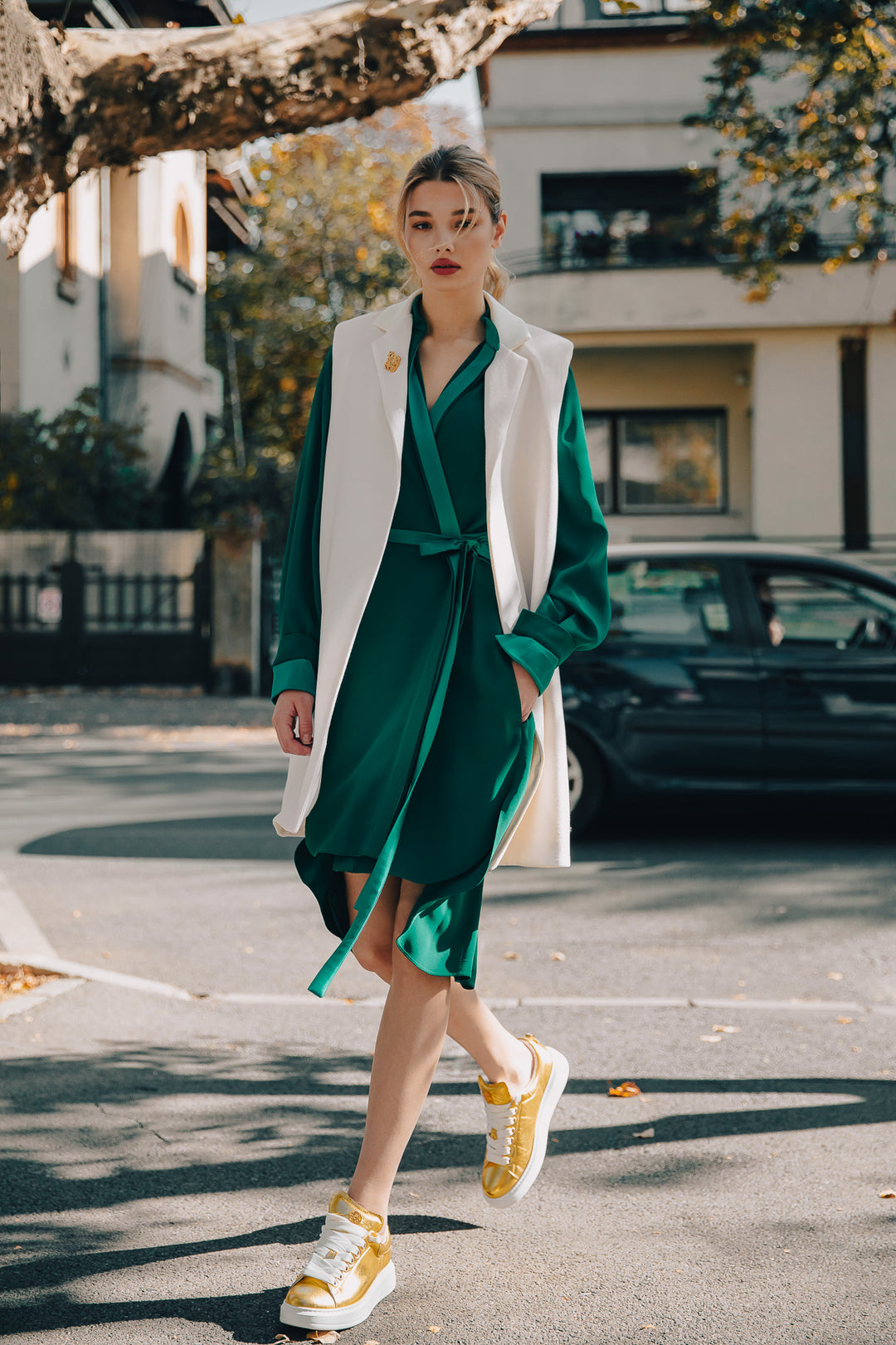 Lory Dress In Emerald-Green