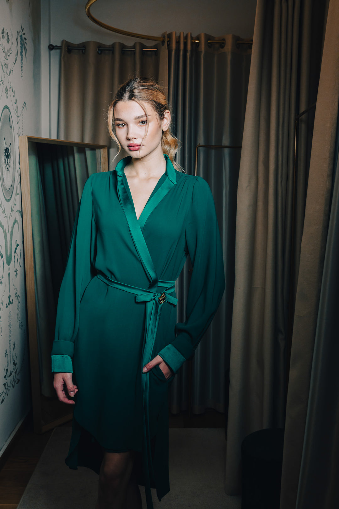 Lory Dress In Emerald-Green