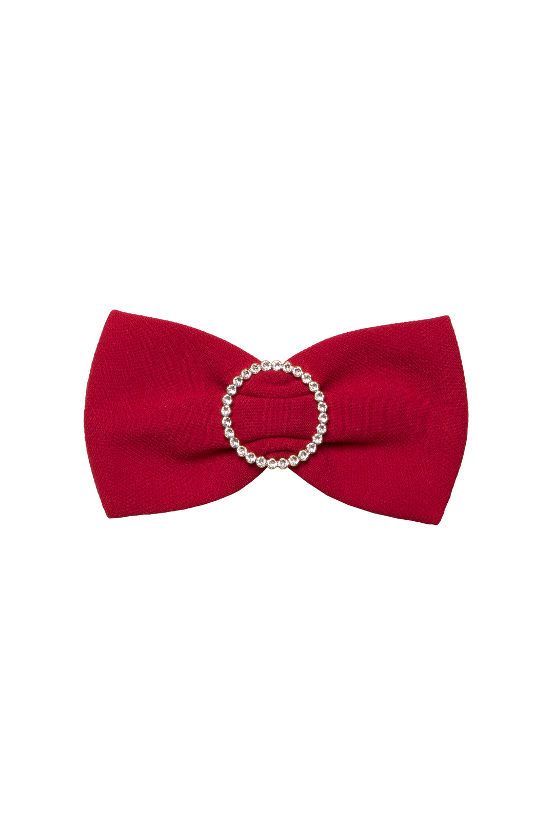 Crystals Red Crepe Bow Brooch