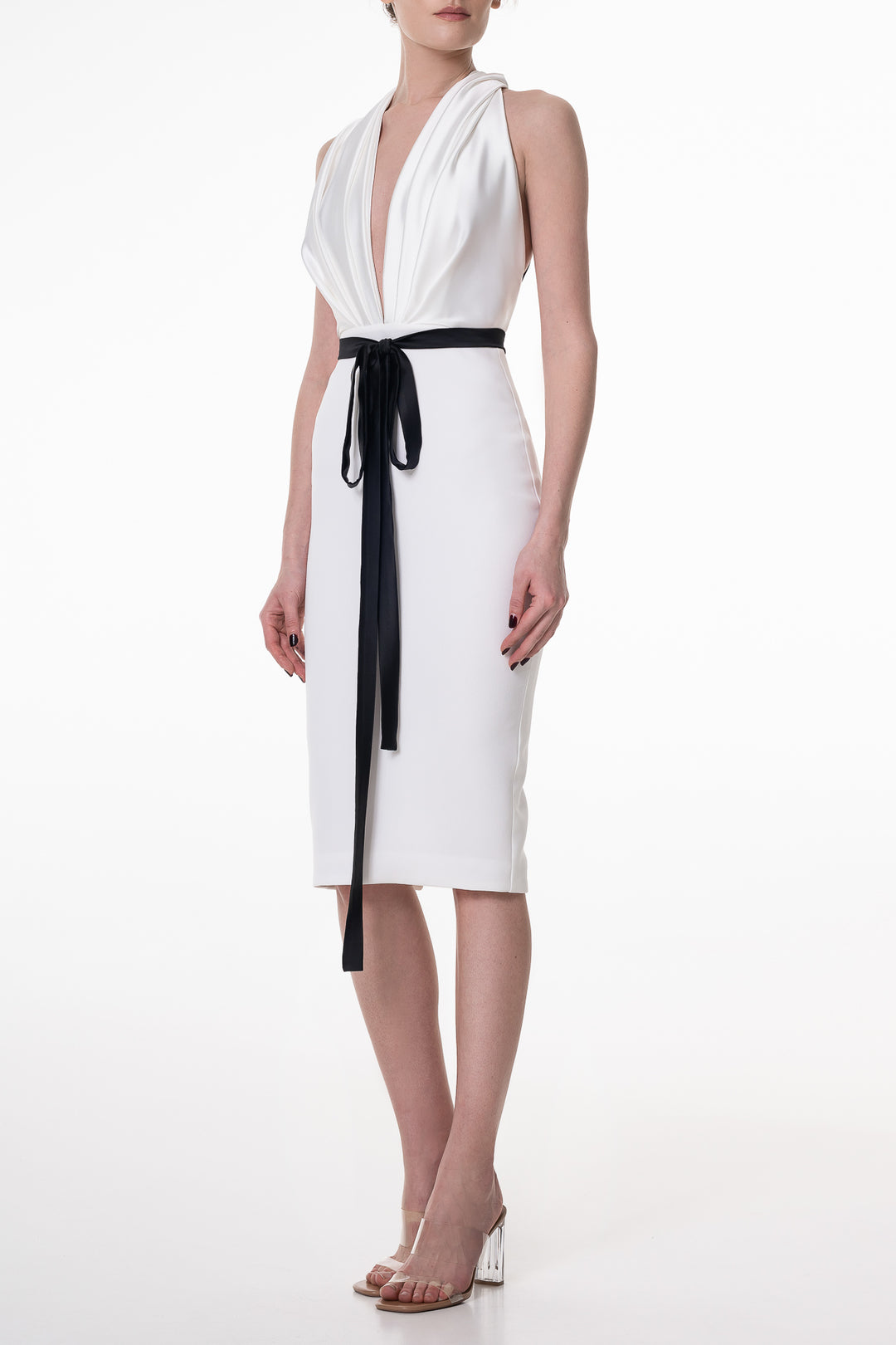 Beth Open Back Cocktail Dress In Ivory