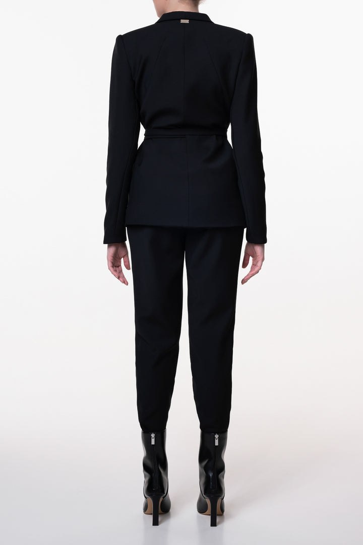 Structured Conic Wool Pants in Black