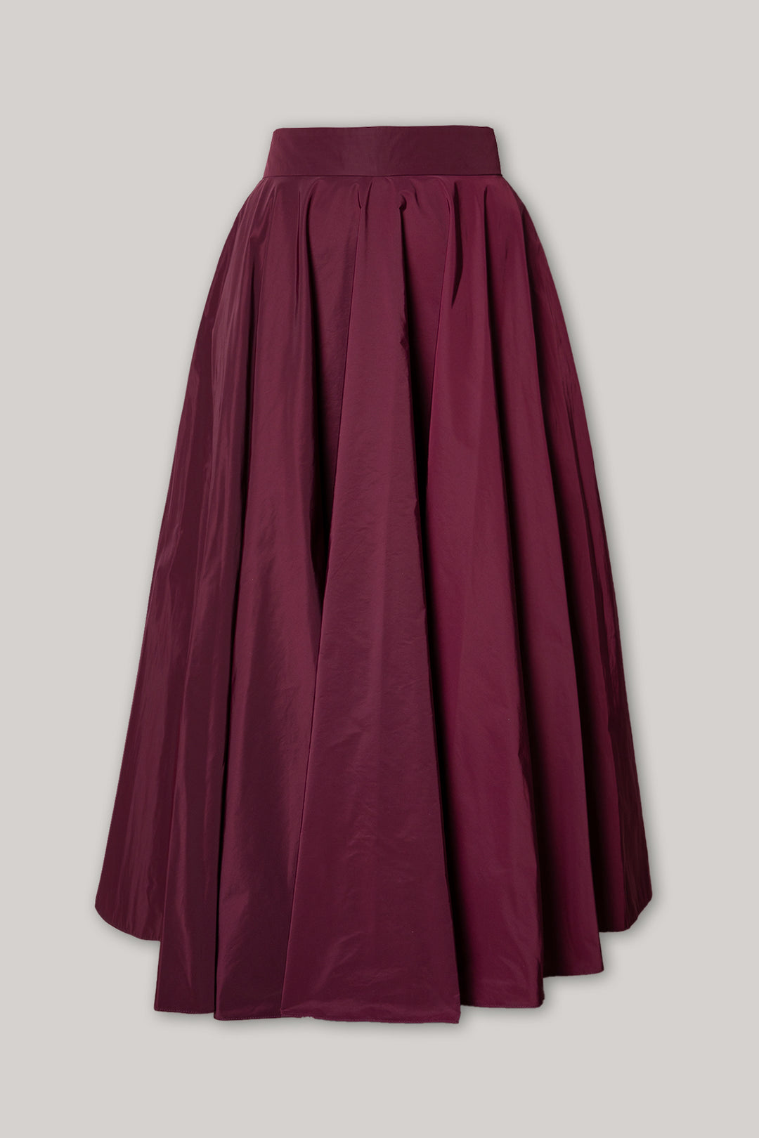 Taffeta Midi Skirt In Burgundy