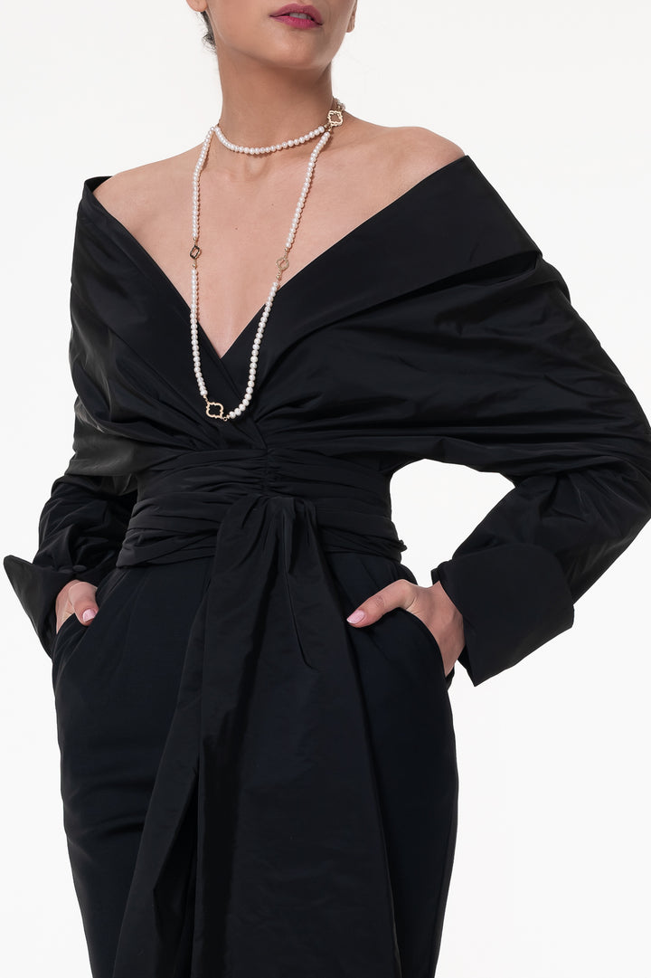 Angelina Taffeta Shirt In Black