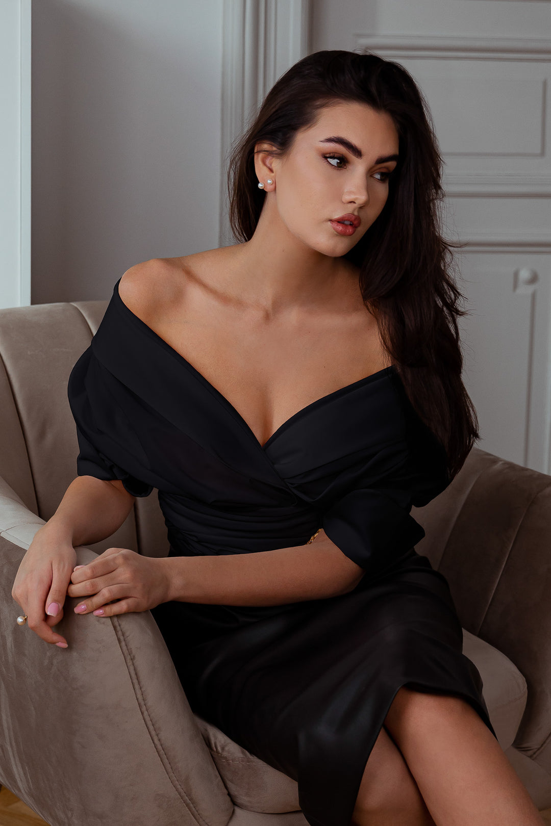 Angelina Taffeta Shirt In Black