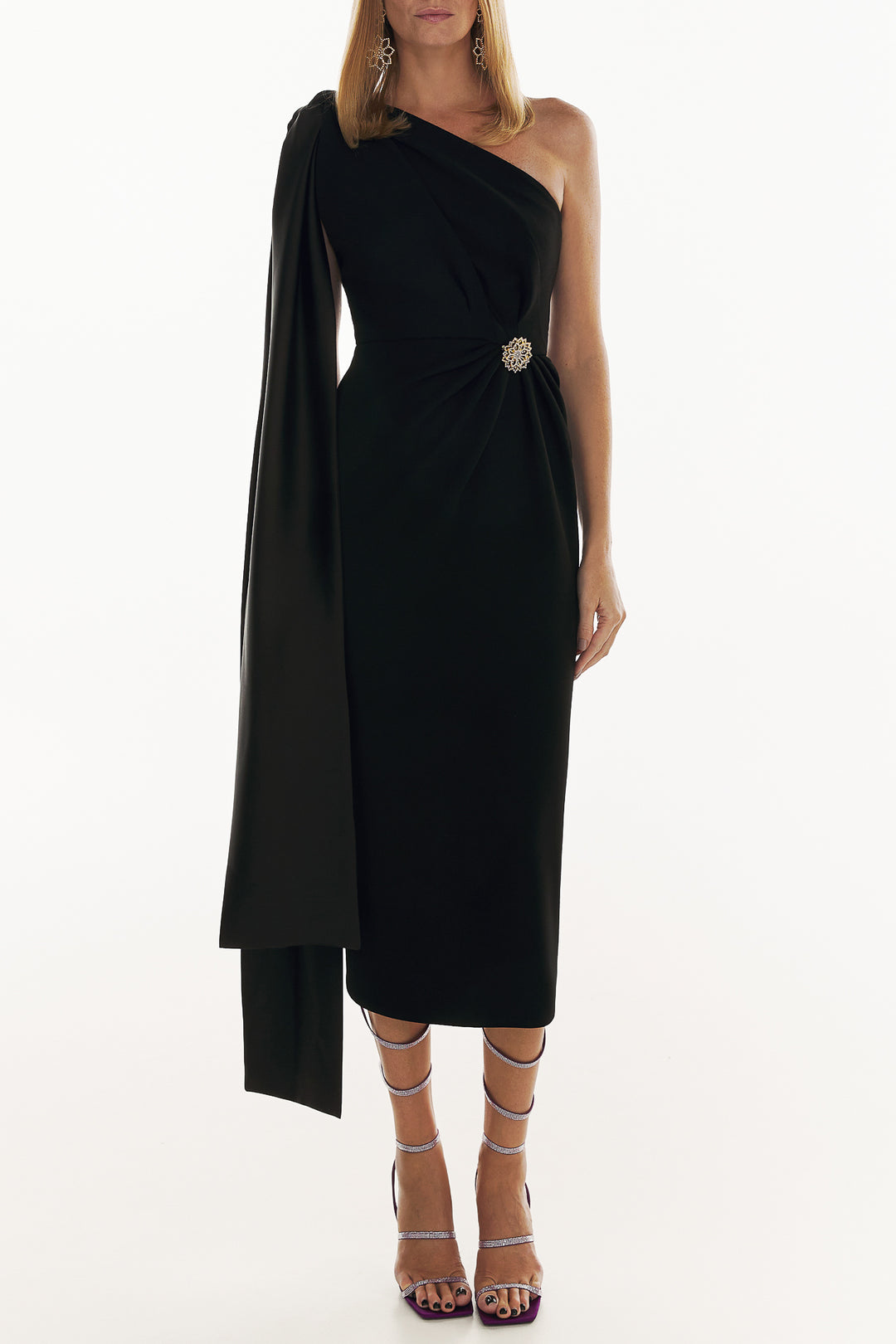Liv Black Crepe Midi Dress – Rhea Costa