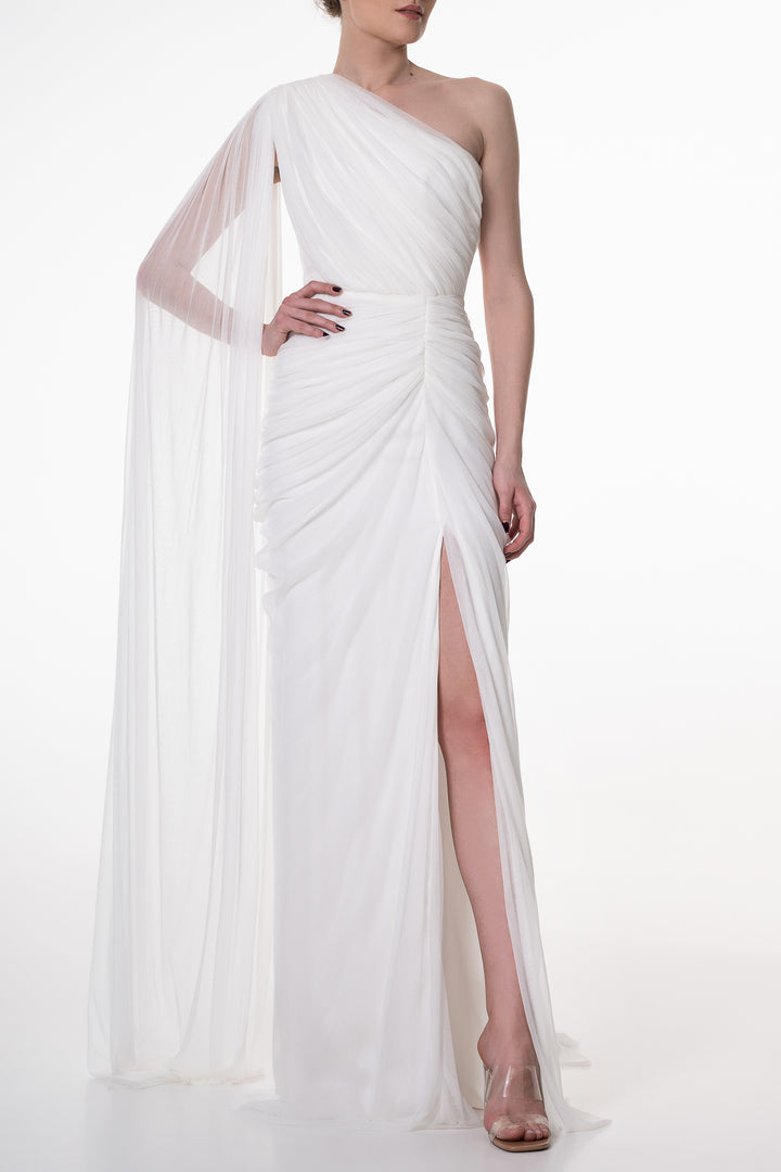 Zeisha Silk Tulle Dress In Ivory