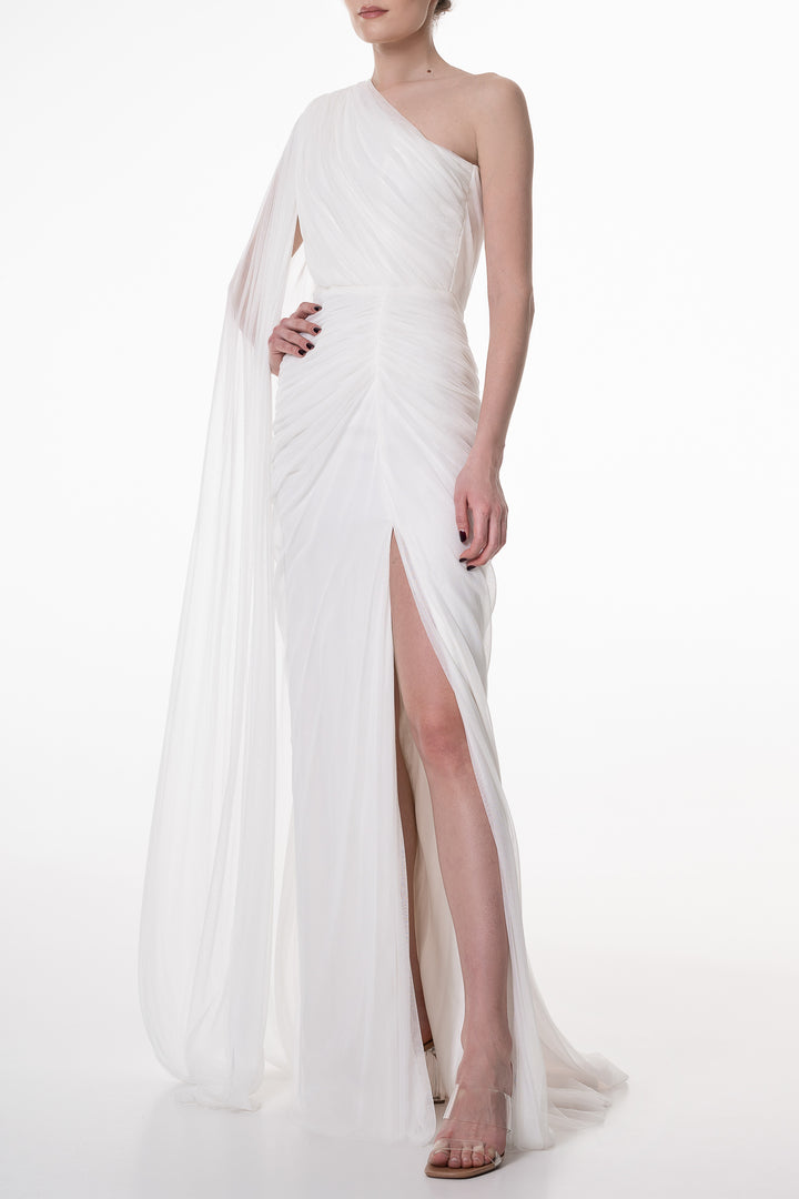 Zeisha Silk Tulle Dress In Ivory