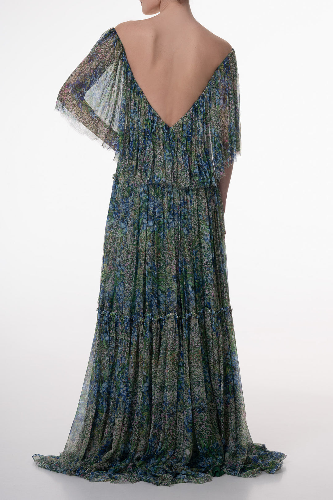 Isha Boho Long Dress In Emerald-Flower
